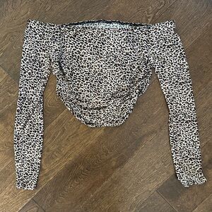New! Leopard Print Off-Shoulder Women's Top